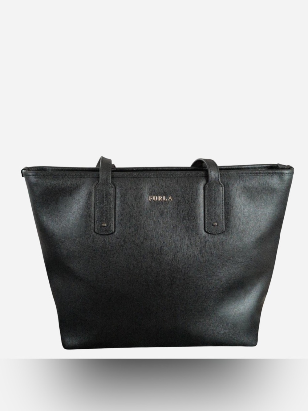 Furla Black Leather Tote with Gold Hardware